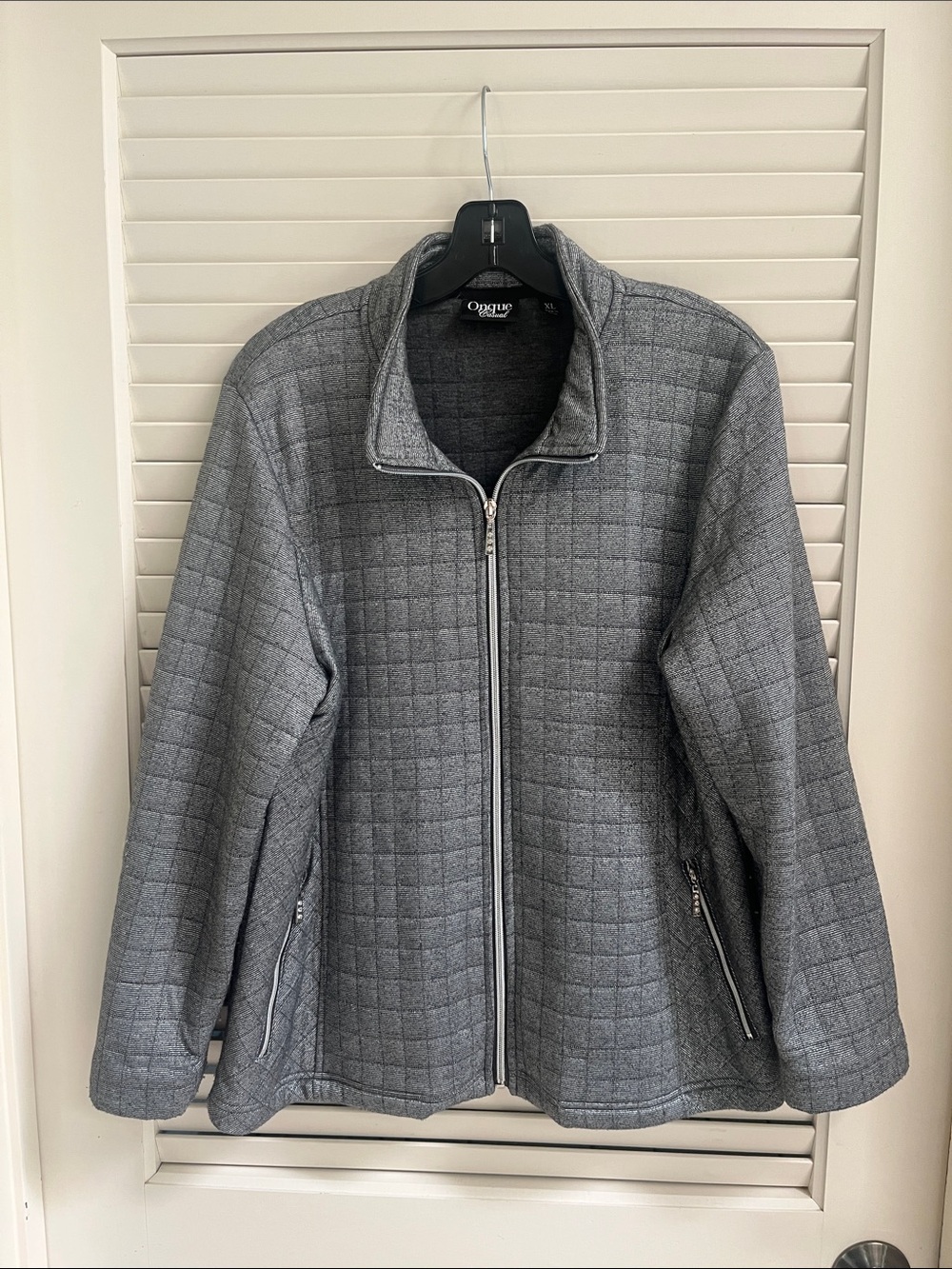 Onque Casuals Gray Quilted Zip-Front Jacket